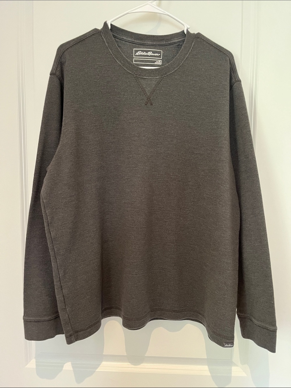 Eddie Bauer Dark Gray Thermal Waffle-Knit Crewneck